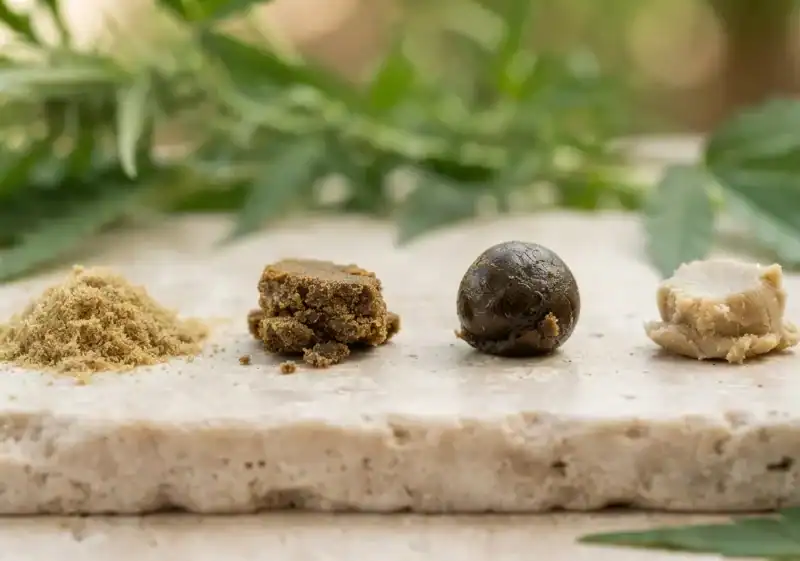 Diferentes tipos de hachís CBD, dry sift y resinas